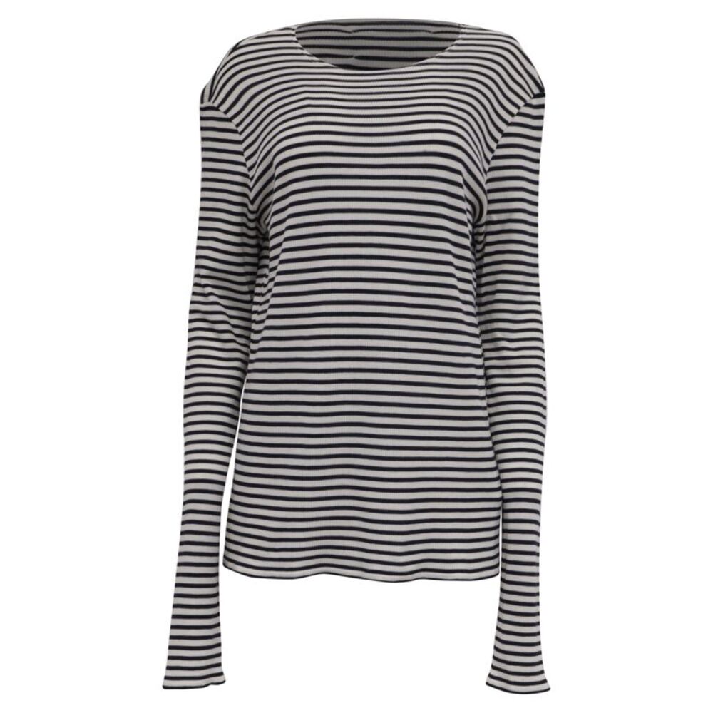 Maison Martin Margiela Striped Sweater in Navy Blue Cotton